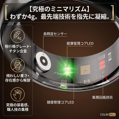 【2026年最新進化版】指輪で始める、24時間スマートな健康管理。超軽量 スマートリング「COLMI R02」 睡眠モニタリング 運動記録 心拍計 IP68防水 毎日のコンディション管理 男女兼用 ギフト