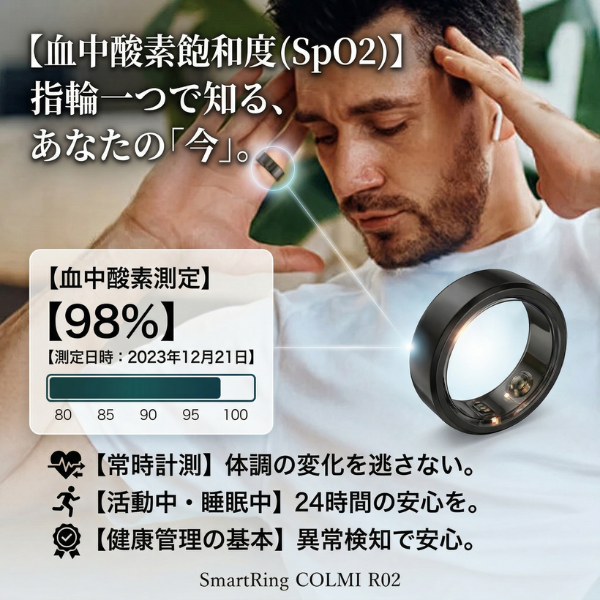 【2026年最新進化版】指輪で始める、24時間スマートな健康管理。超軽量 スマートリング「COLMI R02」 睡眠モニタリング 運動記録 心拍計 IP68防水 毎日のコンディション管理 男女兼用 ギフト