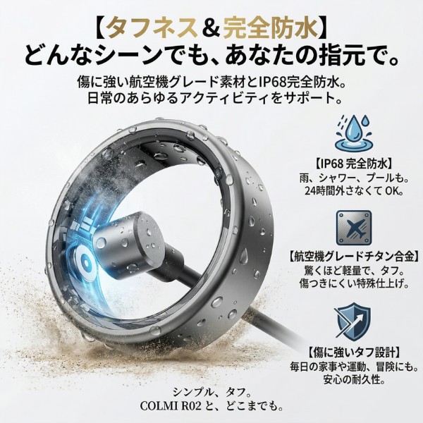 【2026年最新進化版】指輪で始める、24時間スマートな健康管理。超軽量 スマートリング「COLMI R02」 睡眠モニタリング 運動記録 心拍計 IP68防水 毎日のコンディション管理 男女兼用 ギフト