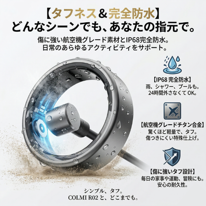【2026年最新進化版】指輪で始める、24時間スマートな健康管理。超軽量 スマートリング「COLMI R02」 睡眠モニタリング 運動記録 心拍計 IP68防水 毎日のコンディション管理 男女兼用 ギフト