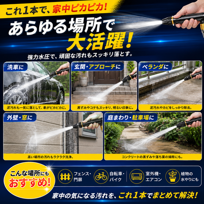 水圧ブラッシュジェット™ HD 水道ホースが高圧洗浄に変わる！洗車・玄関・ベランダの頑固汚れを時短でスッキリ